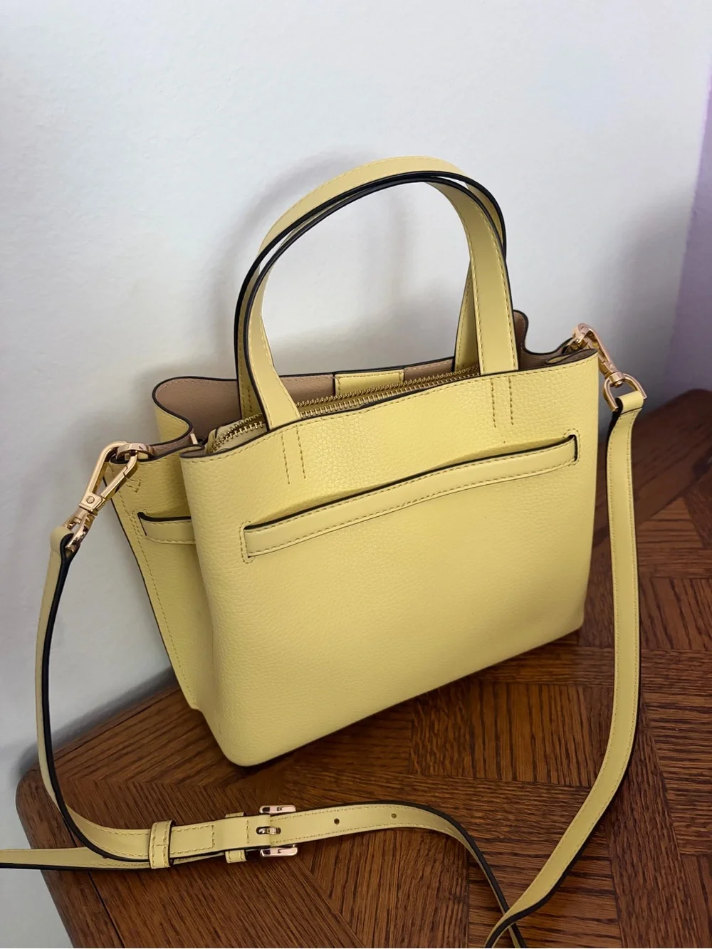Michael Kors Yellow Leather Satchel with Belt Detail
